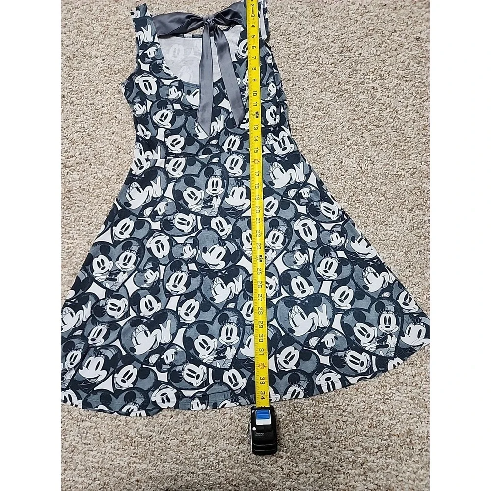 Disney Boutique Mickey Miney Dress Black Gray AOP Small Official - Picture 13 of 16